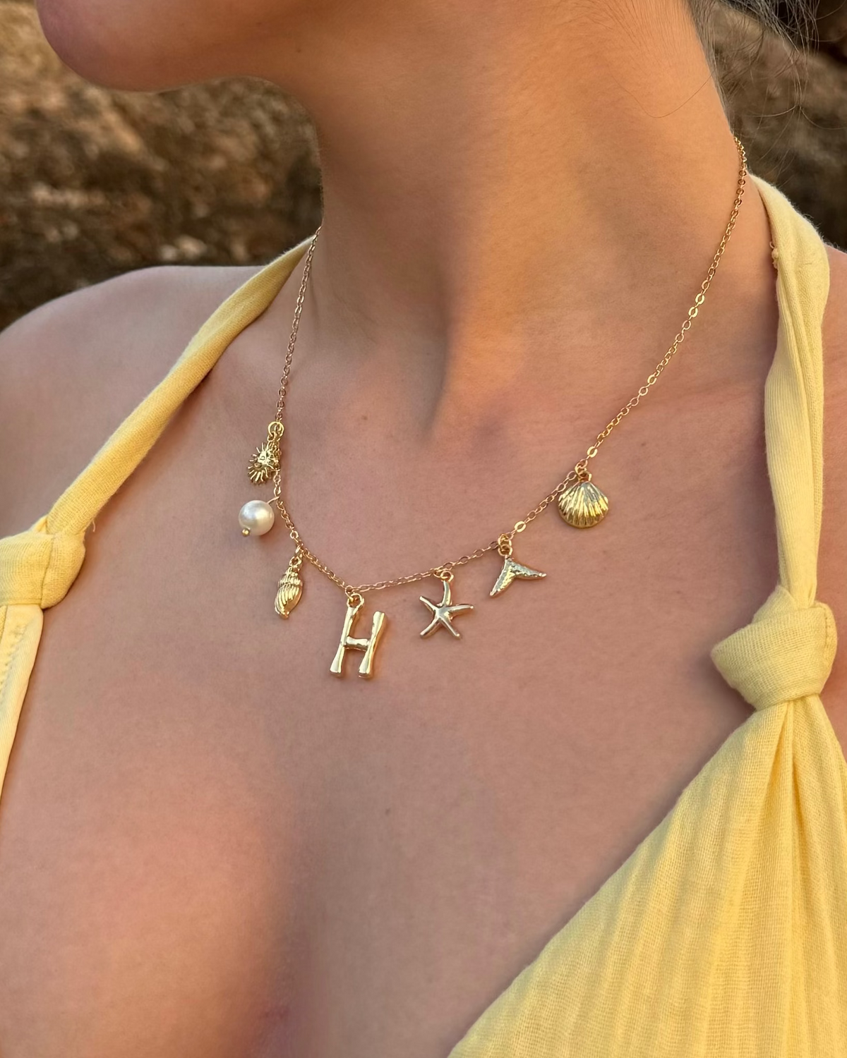 Ocean Letter Necklace - Belmont Bijou