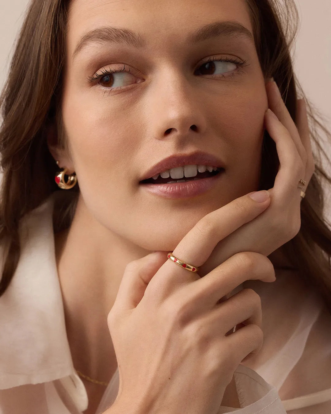 Amour Helium Heart Ring in 18K Gold Plated