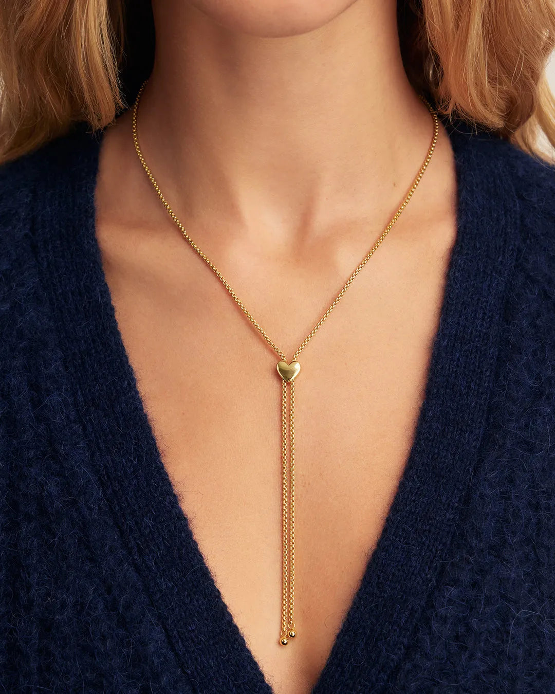 Bella Heart Bolo Necklace in 18K Gold Plated