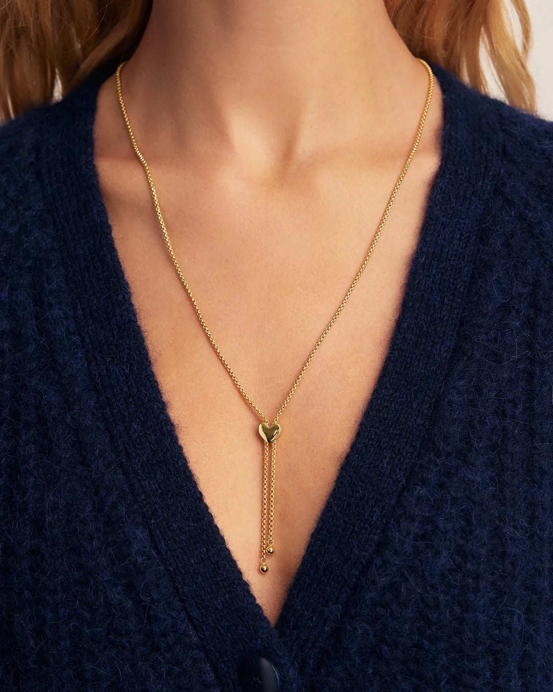 Bella Heart Bolo Necklace in 18K Gold Plated