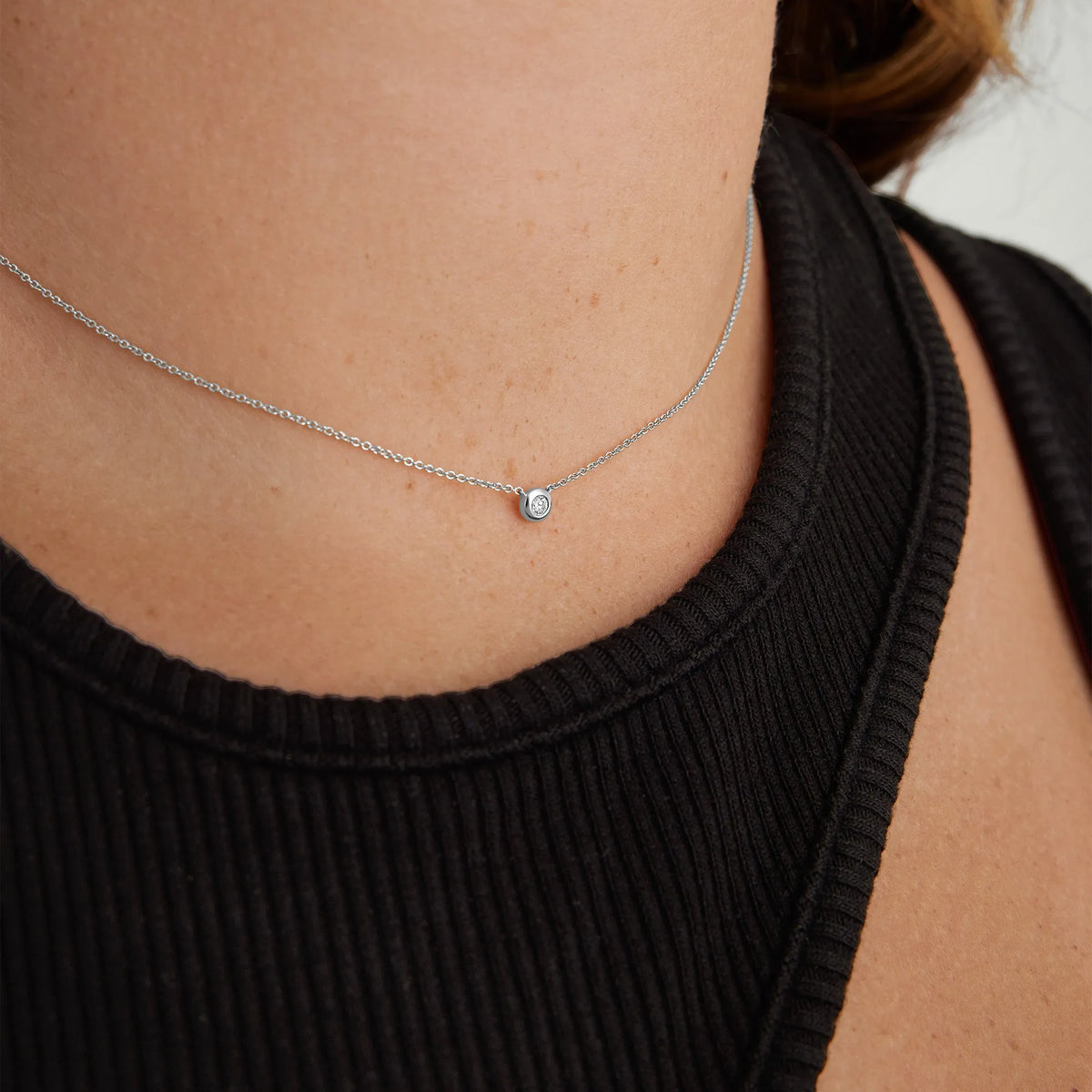 Bezel Set Diamond Necklace