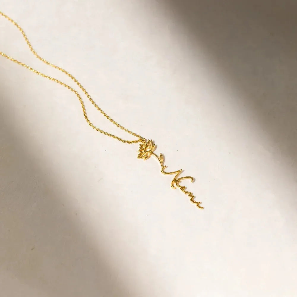 Birth Flower Name Necklace
