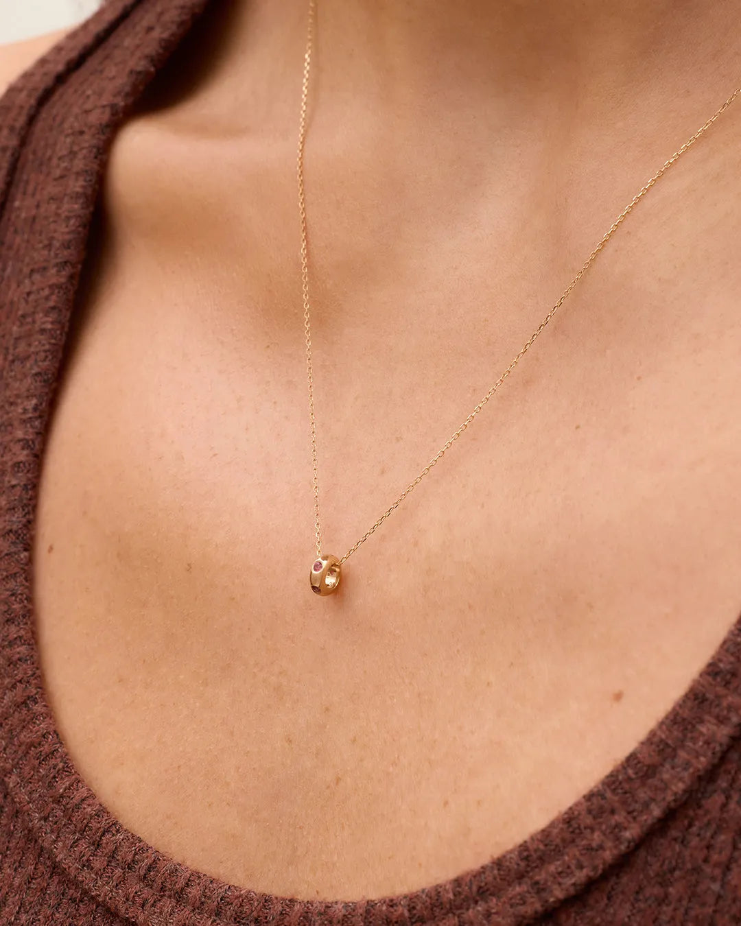 Birthstone Halo Charm in 14K Solid Gold