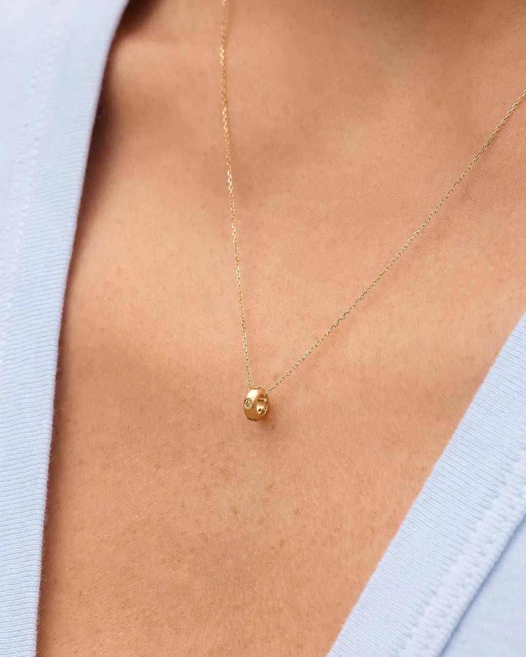 Birthstone Halo Charm in 14K Solid Gold