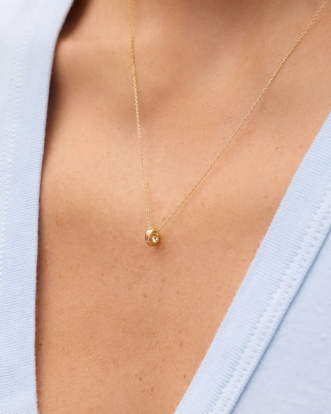 Birthstone Halo Charm in 14K Solid Gold