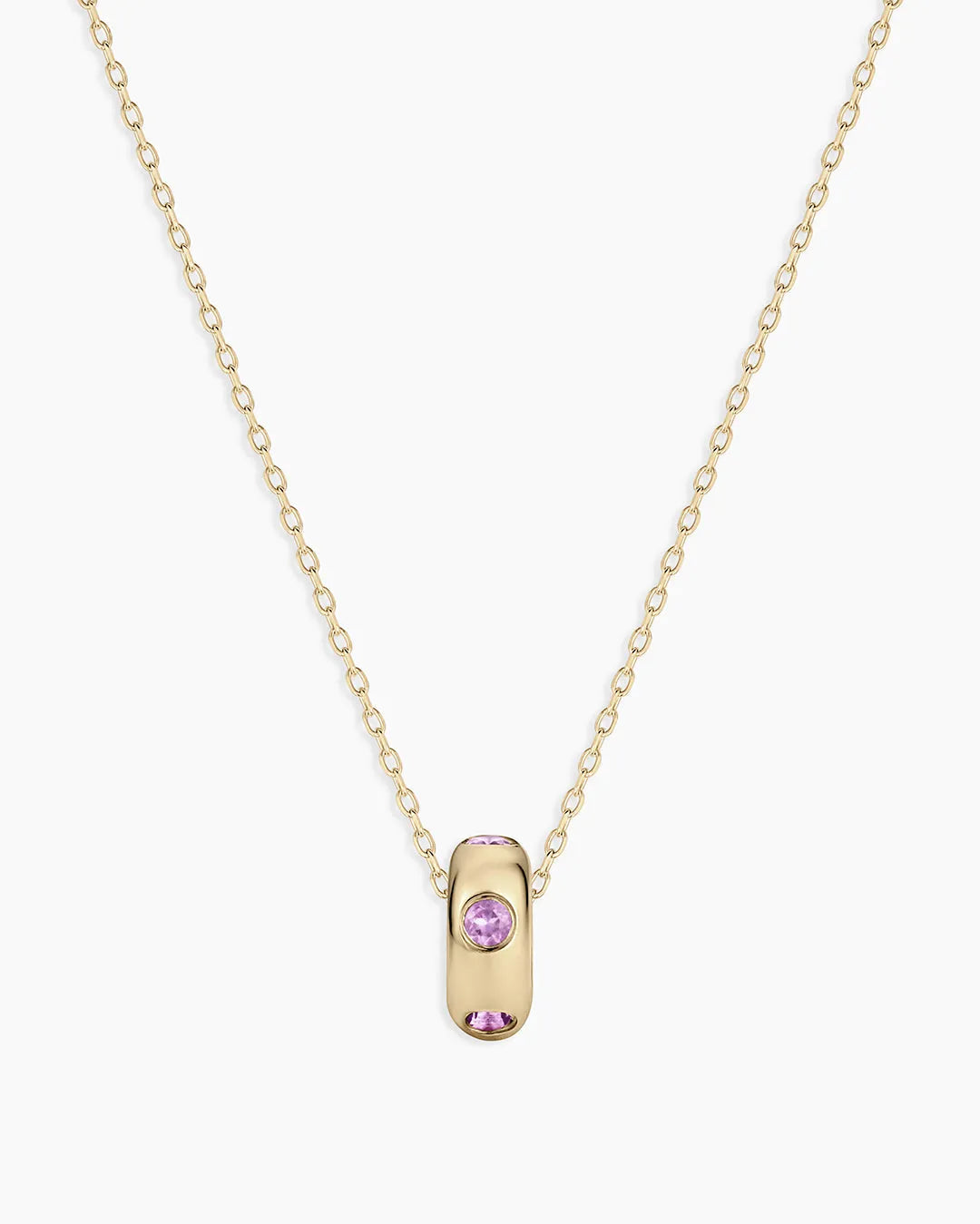 Birthstone Halo Charm Necklace in 14K Gold