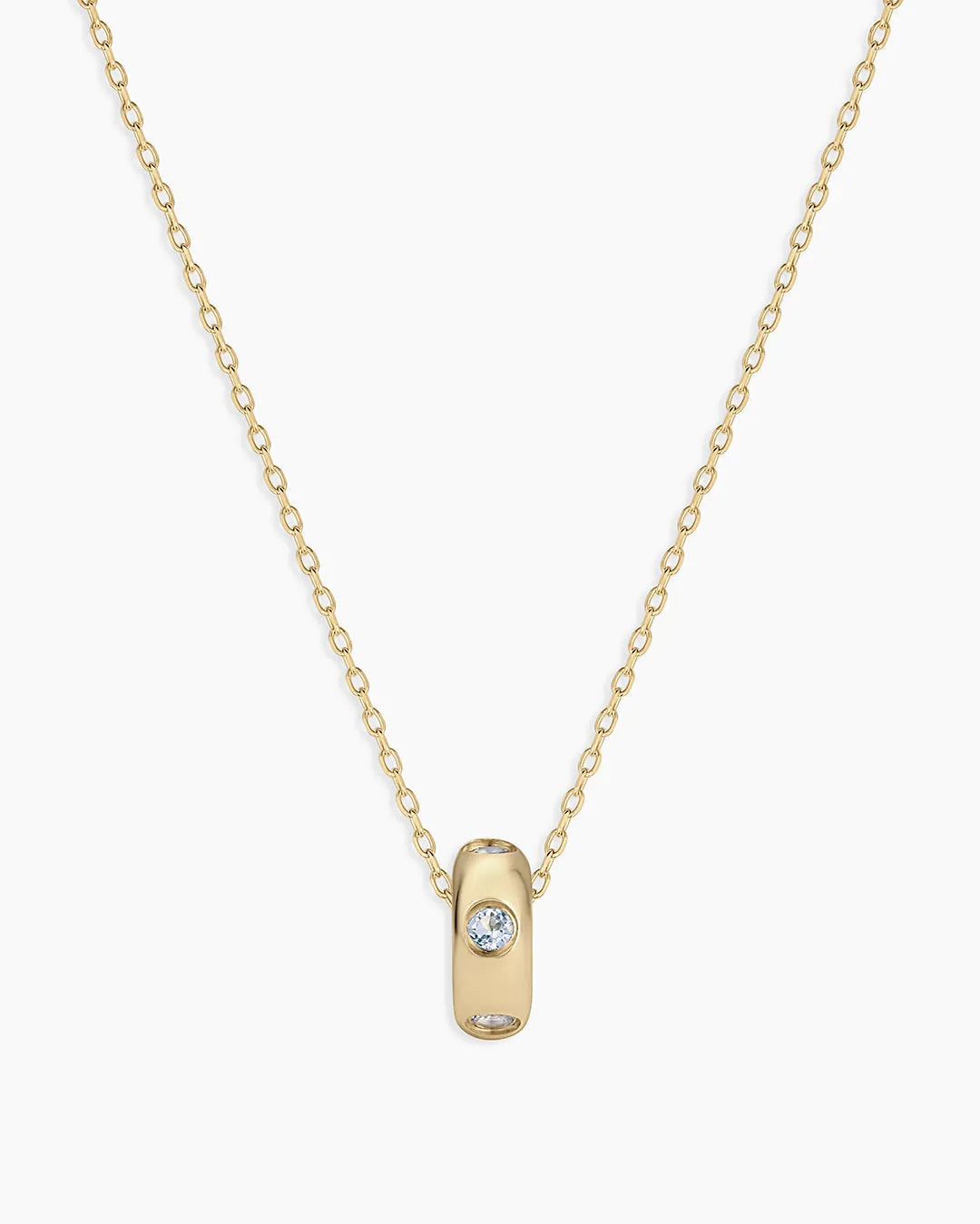 Birthstone Halo Charm Necklace in 14K Gold