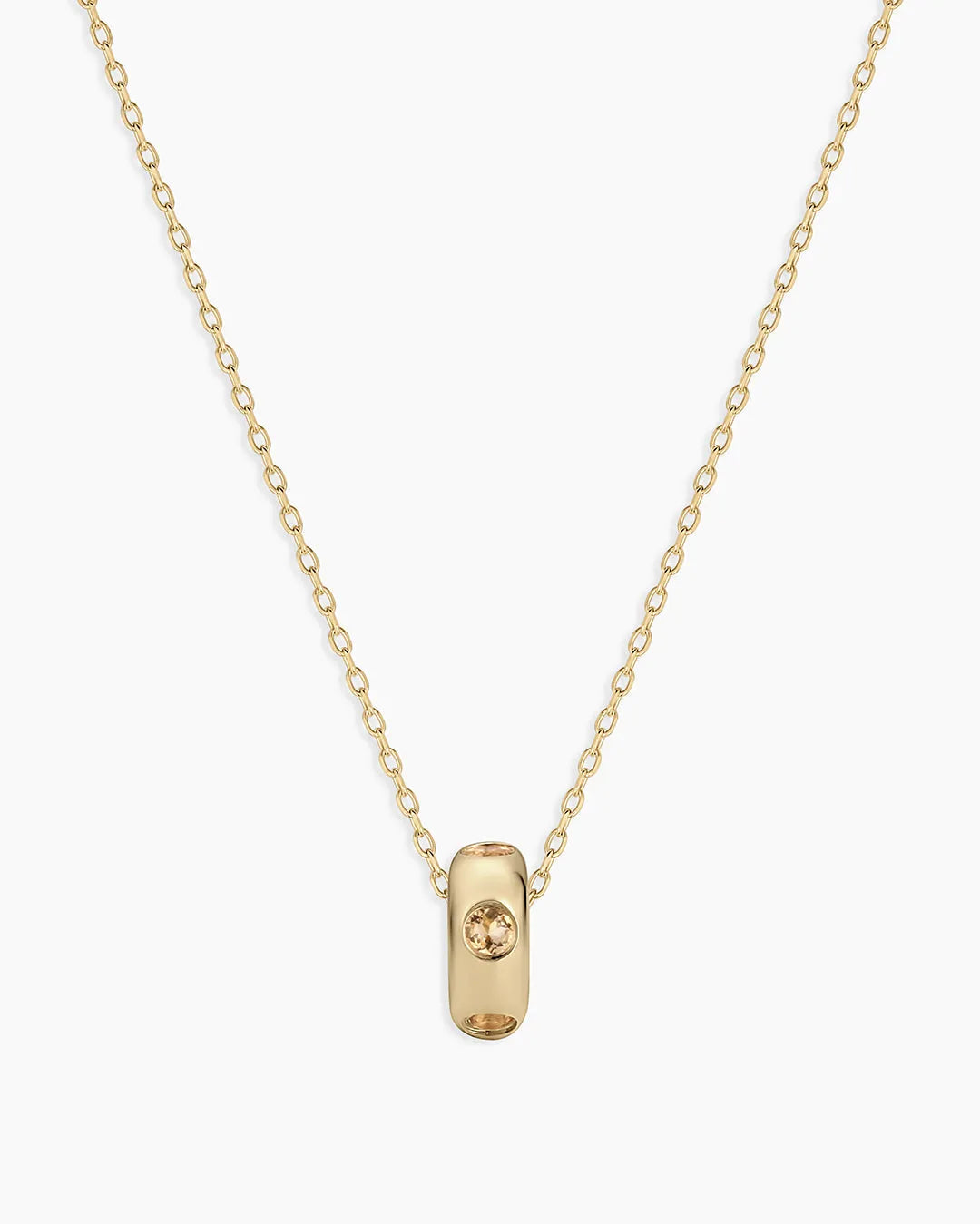 Birthstone Halo Charm Necklace in 14K Gold