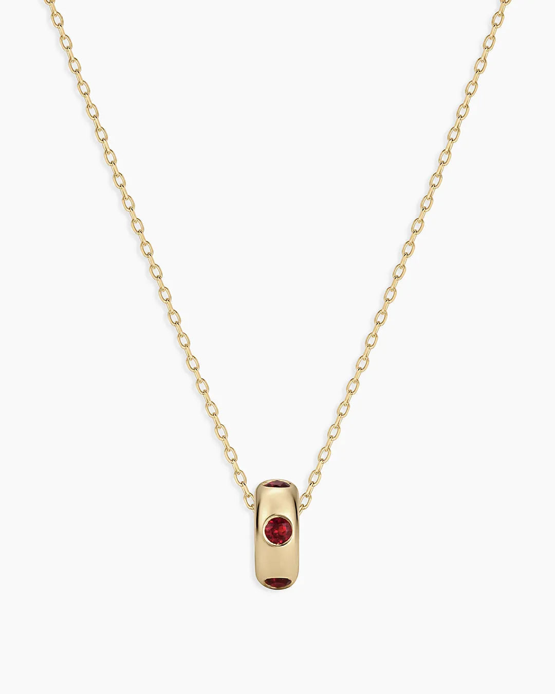 Birthstone Halo Charm Necklace in 14K Gold