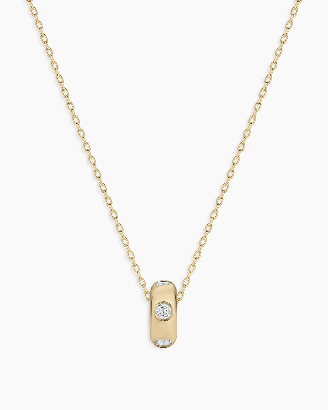 Birthstone Halo Charm Necklace in 14K Gold