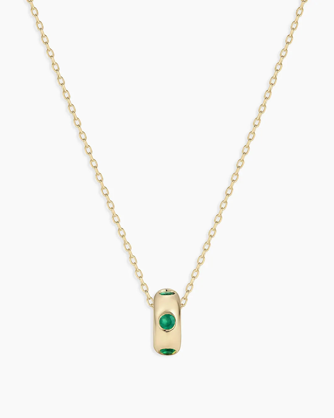 Birthstone Halo Charm Necklace in 14K Gold