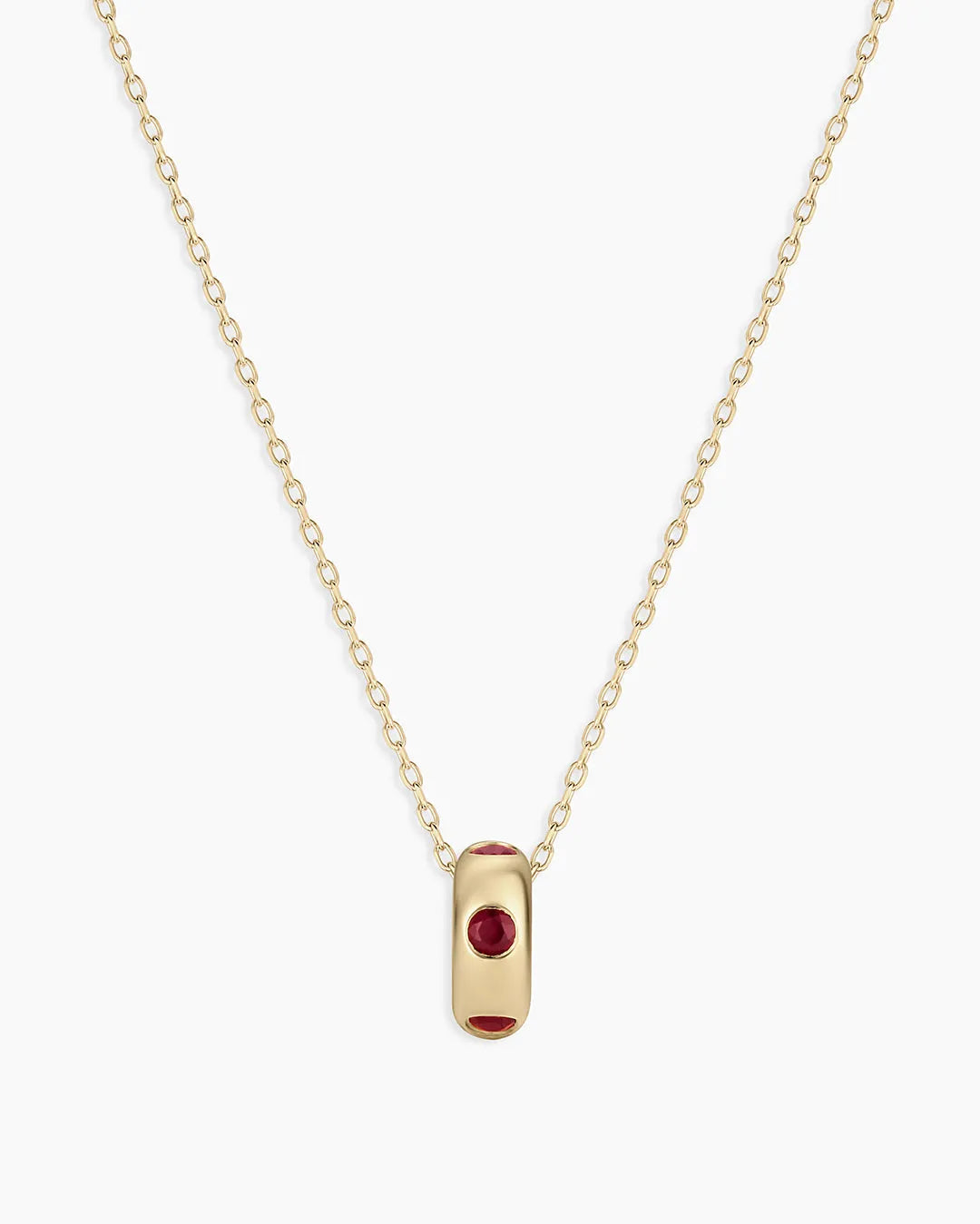 Birthstone Halo Charm Necklace in 14K Gold