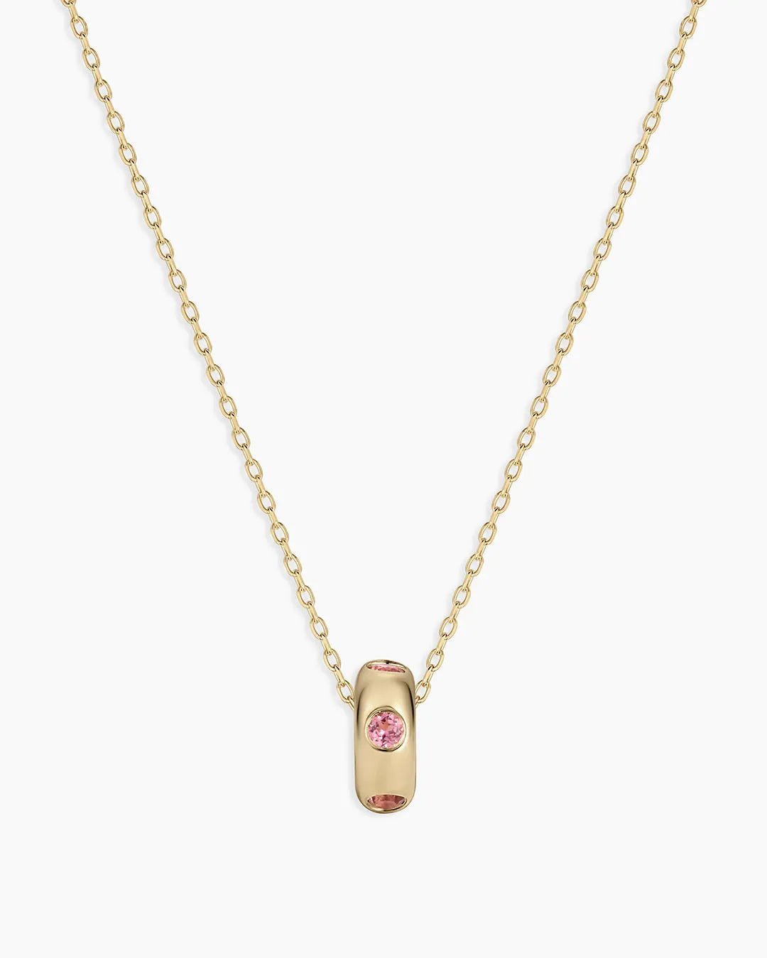 Birthstone Halo Charm Necklace in 14K Gold