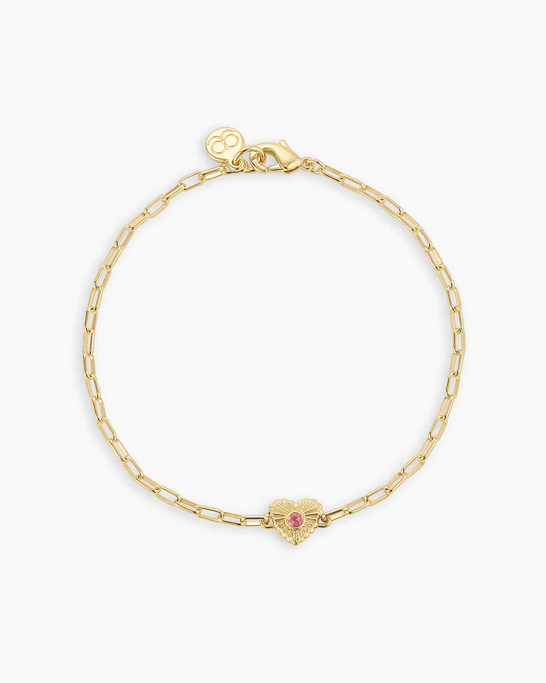 Birthstone Heart Bracelet in 18K Gold Plated