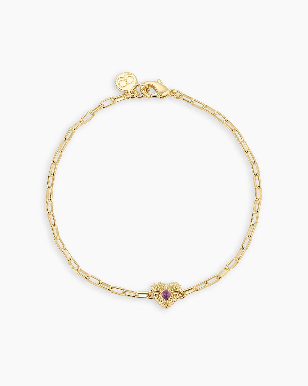 Birthstone Heart Bracelet in 18K Gold Plated