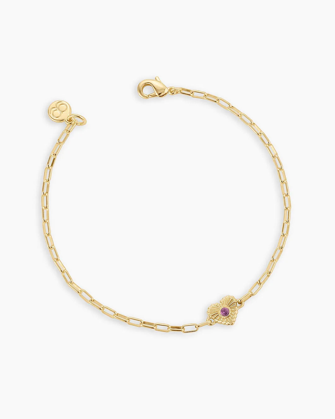 Birthstone Heart Bracelet in 18K Gold Plated