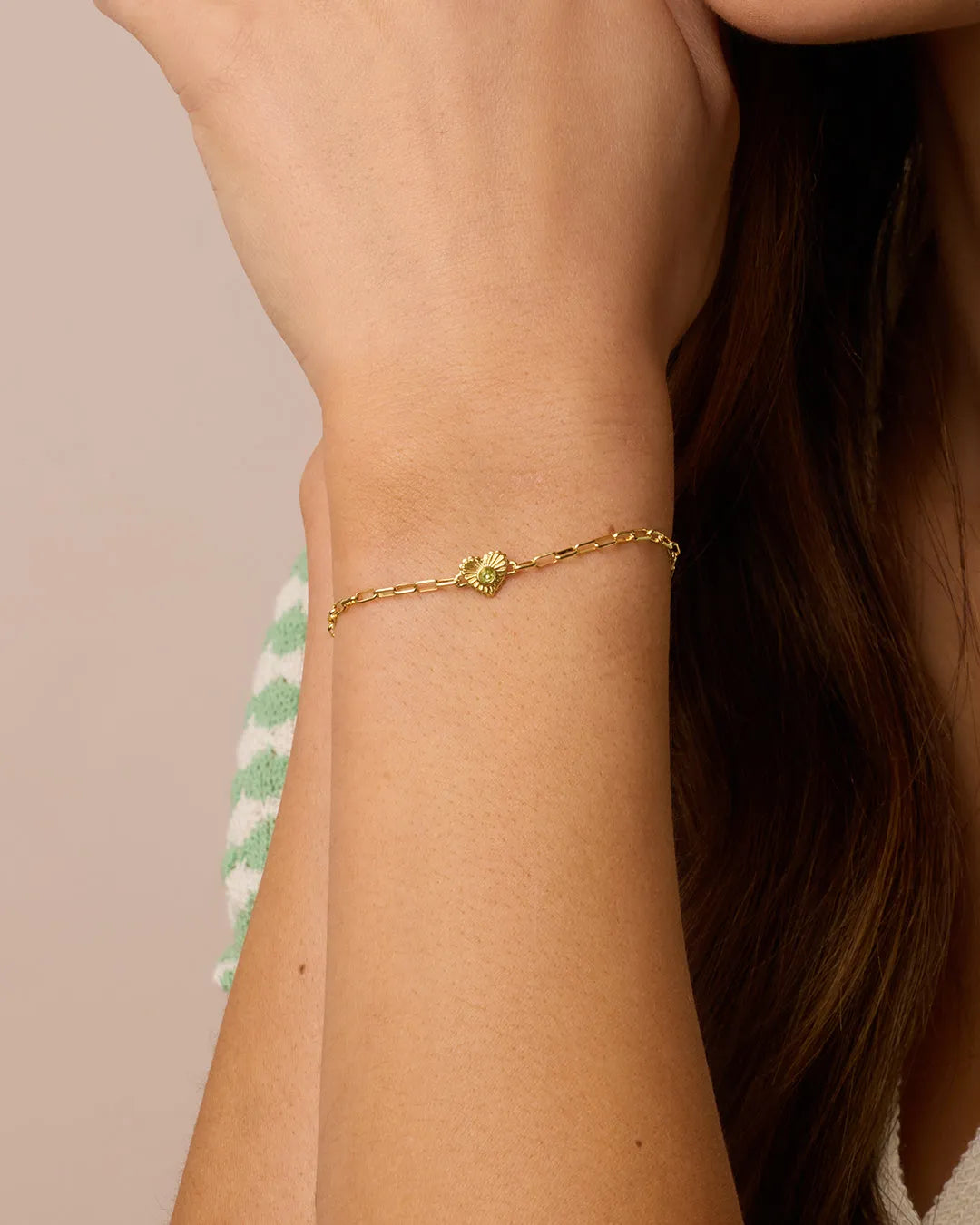 Birthstone Heart Bracelet in 18K Gold Plated