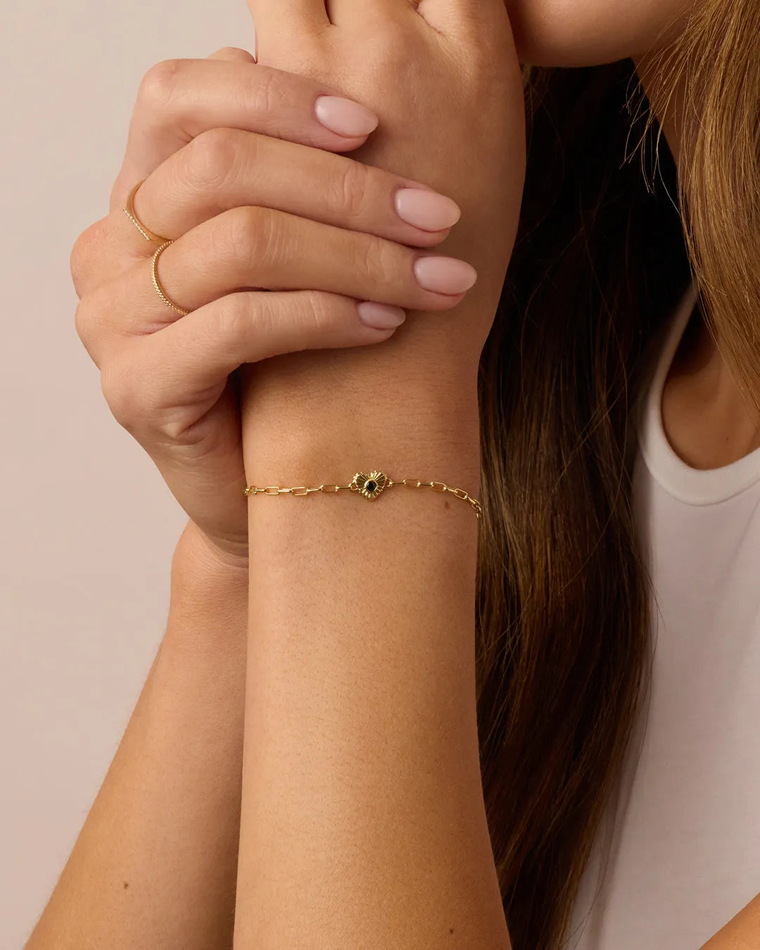 Birthstone Heart Bracelet in 18K Gold Plated