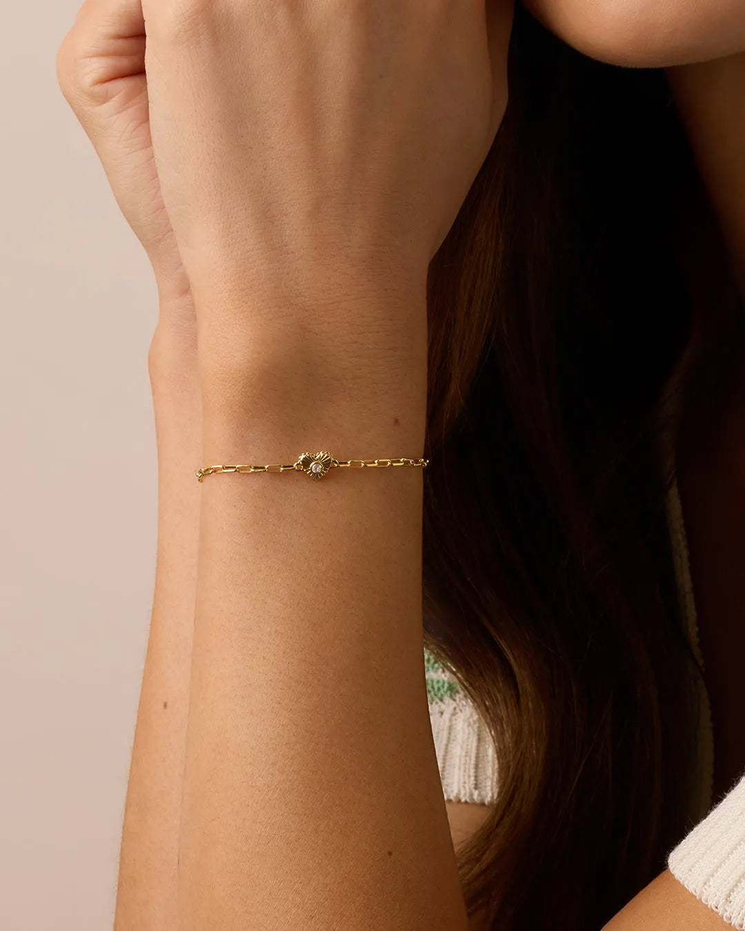 Birthstone Heart Bracelet in 18K Gold Plated