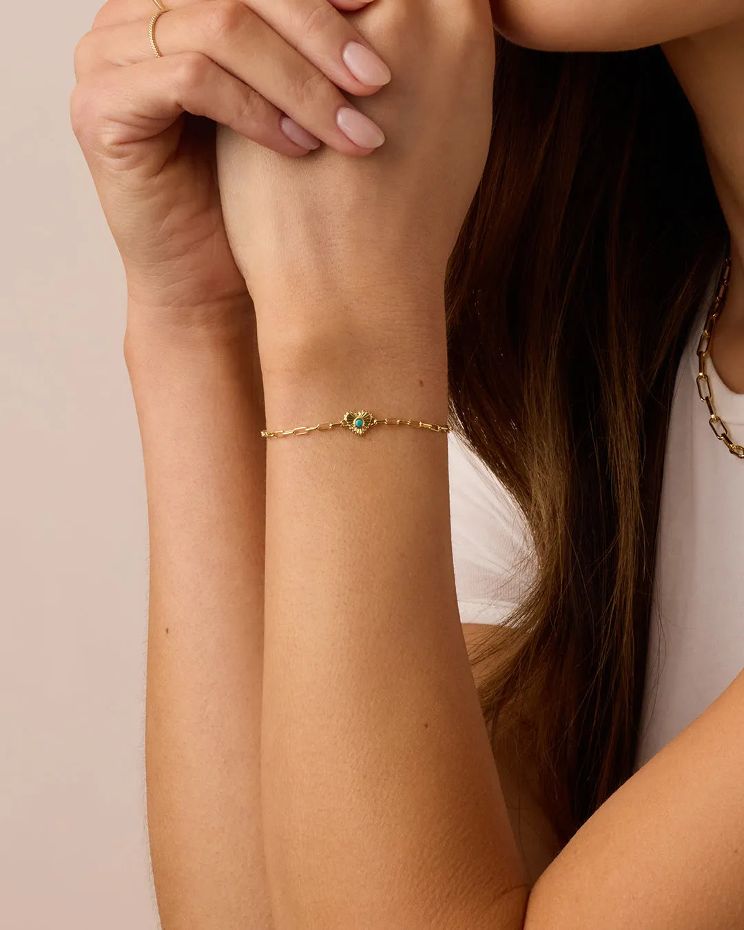 Birthstone Heart Bracelet in 18K Gold Plated