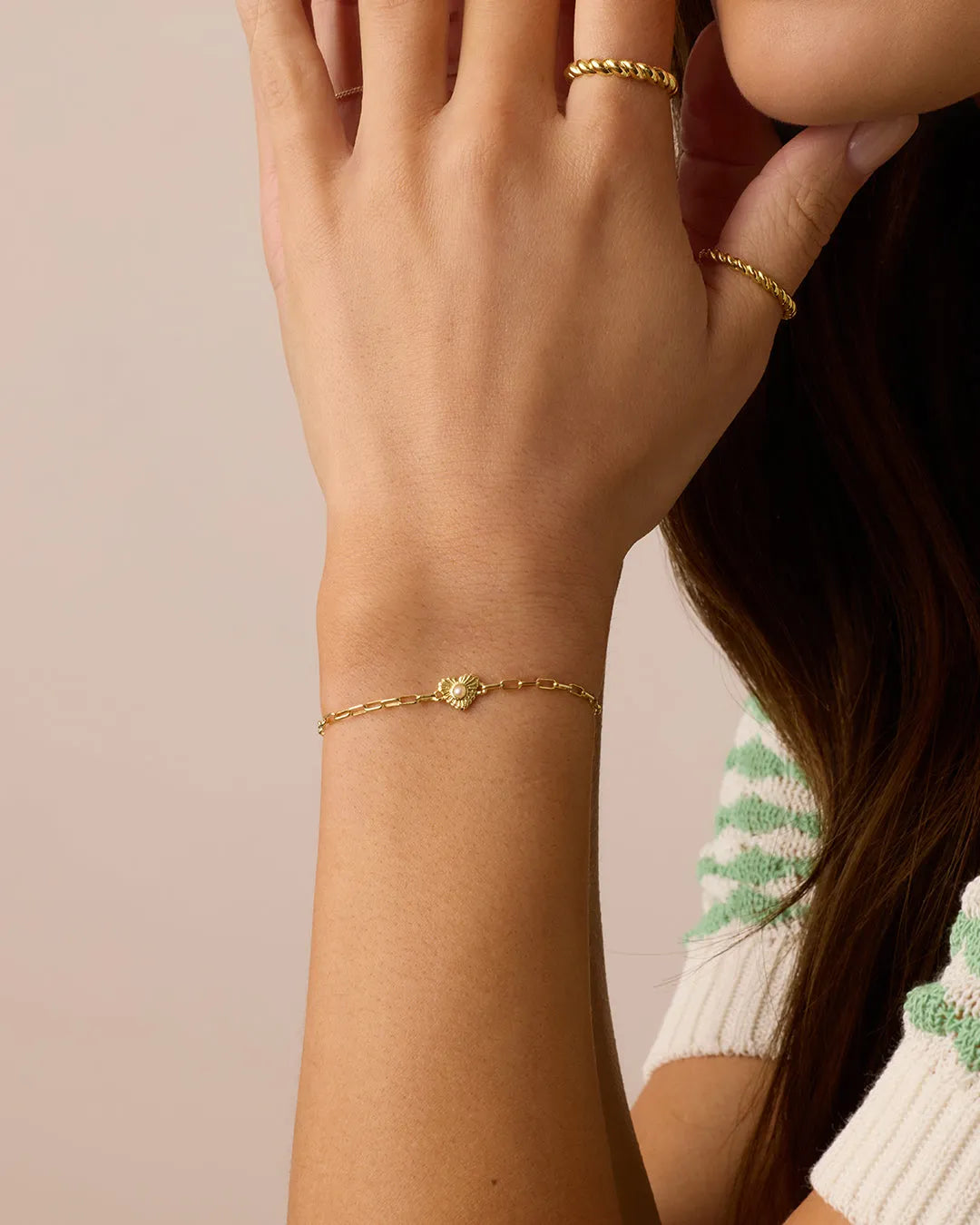 Birthstone Heart Bracelet in 18K Gold Plated