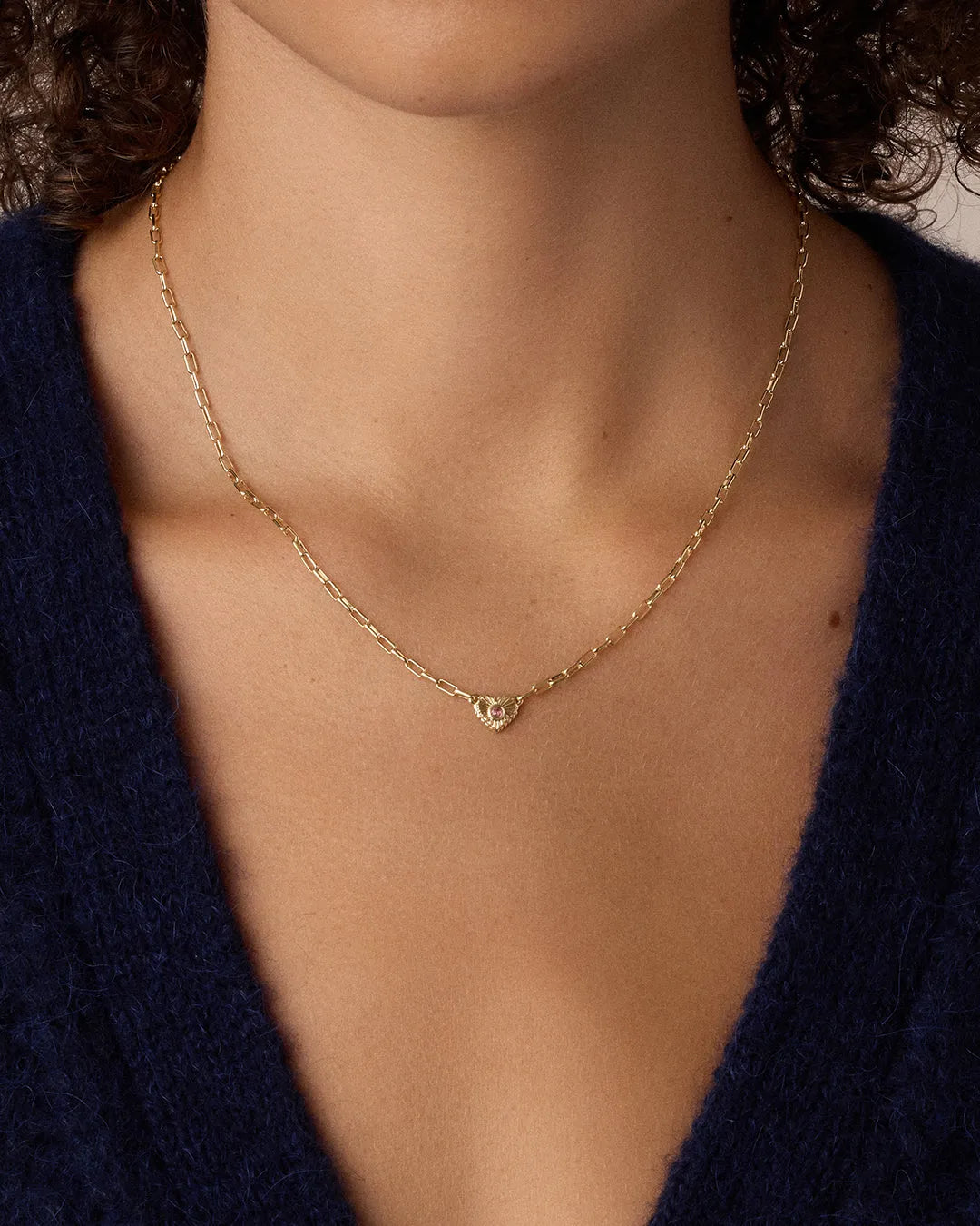 Birthstone Heart Necklace in 18K Gold Plated