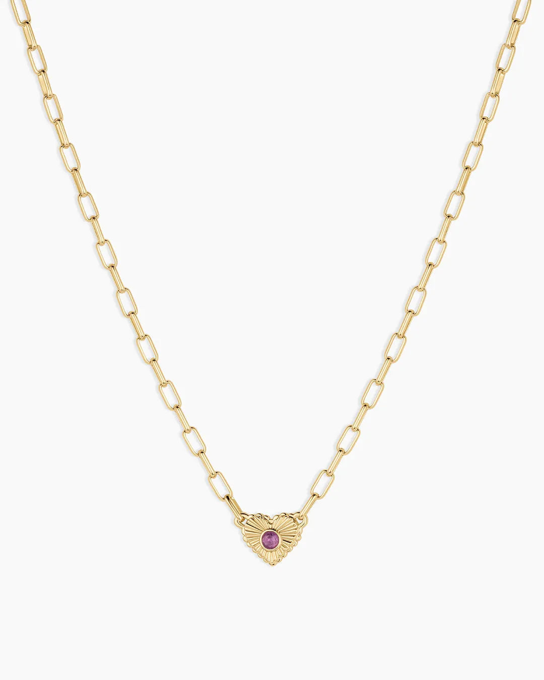 Birthstone Heart Necklace in 18K Gold Plated