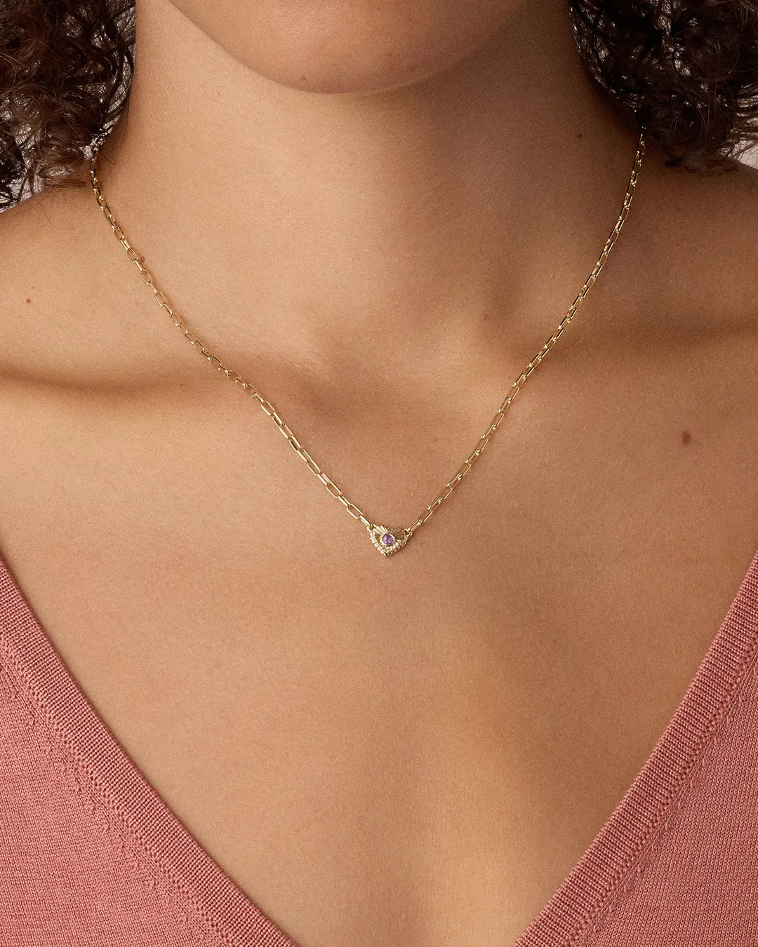 Birthstone Heart Necklace in 18K Gold Plated