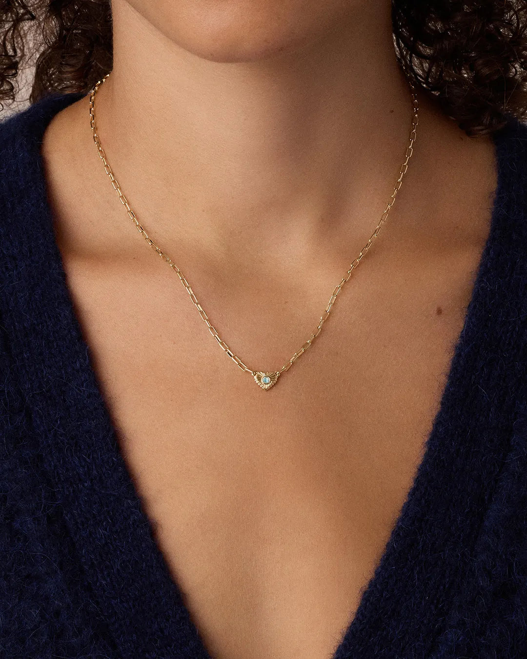 Birthstone Heart Necklace in 18K Gold Plated