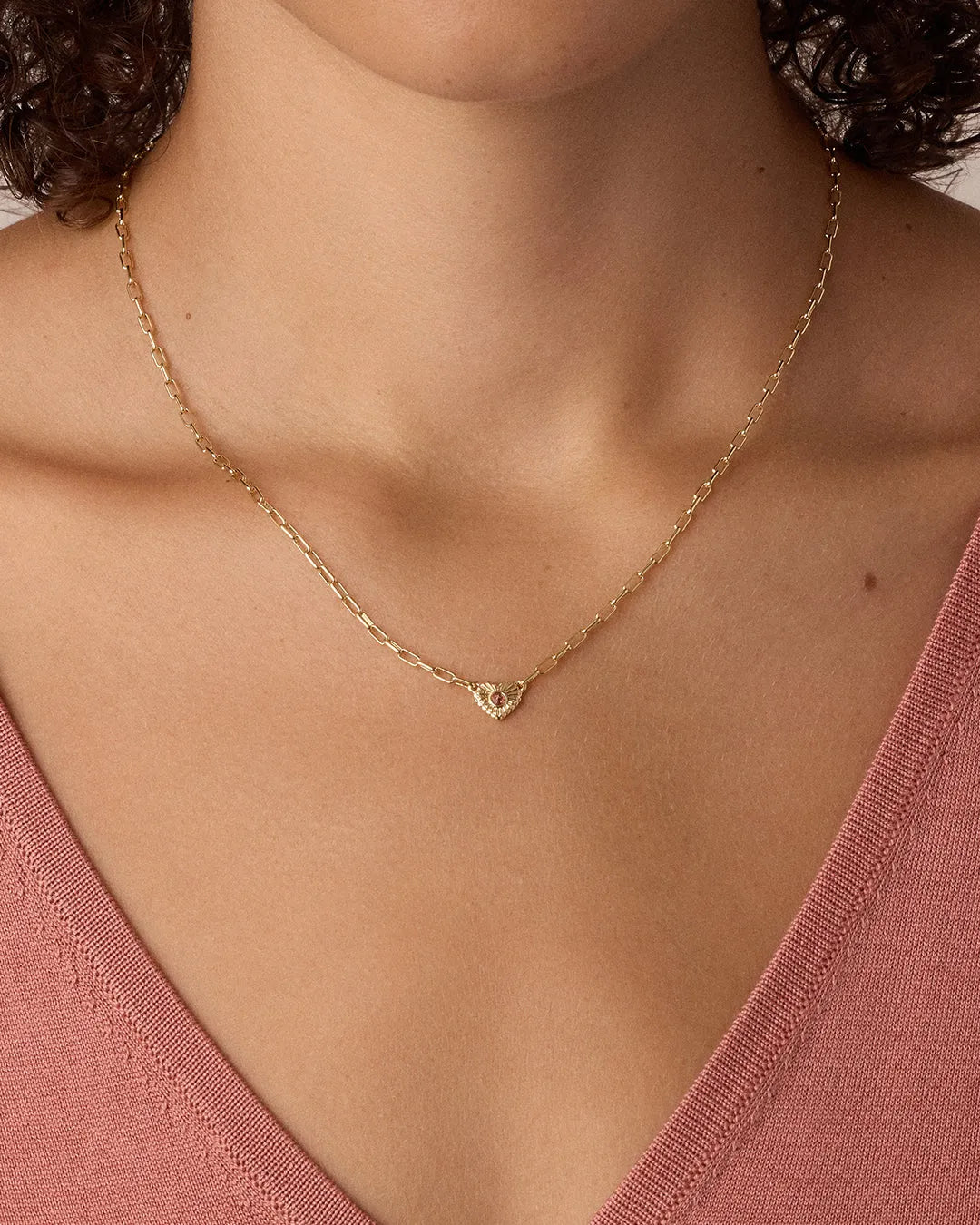 Birthstone Heart Necklace in 18K Gold Plated