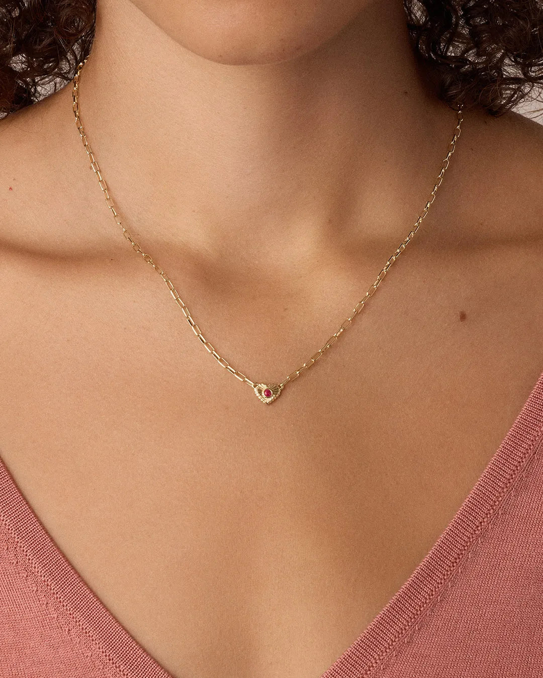 Birthstone Heart Necklace in 18K Gold Plated