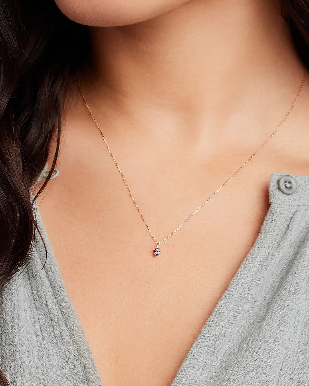 Birthstone Necklace in 14K Solid Gold