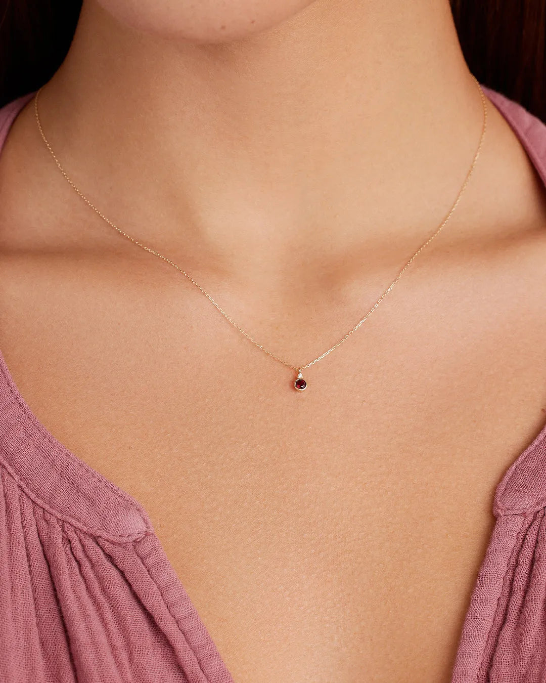 Birthstone Necklace in 14K Solid Gold