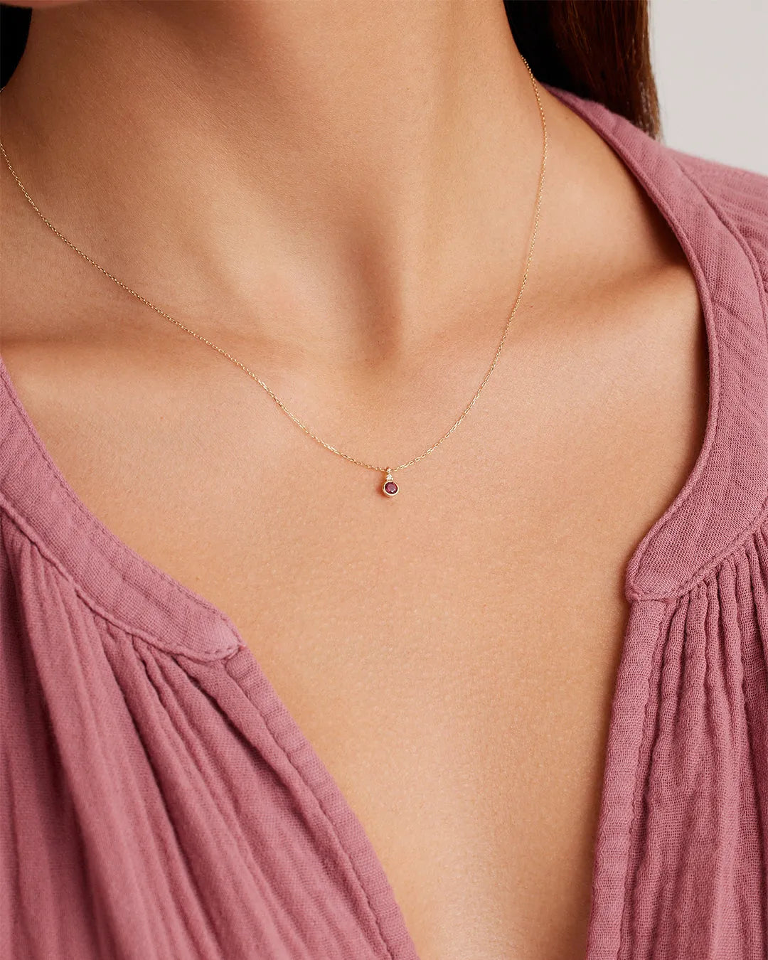 Birthstone Necklace in 14K Solid Gold