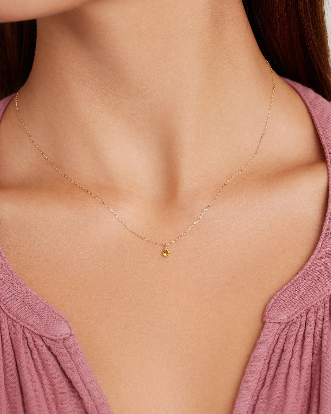 Birthstone Necklace in 14K Solid Gold