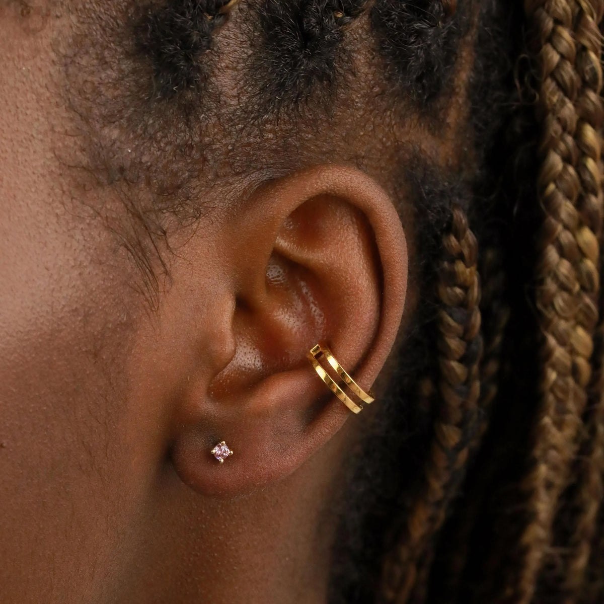 Birthstone Stud Earrings in Gold