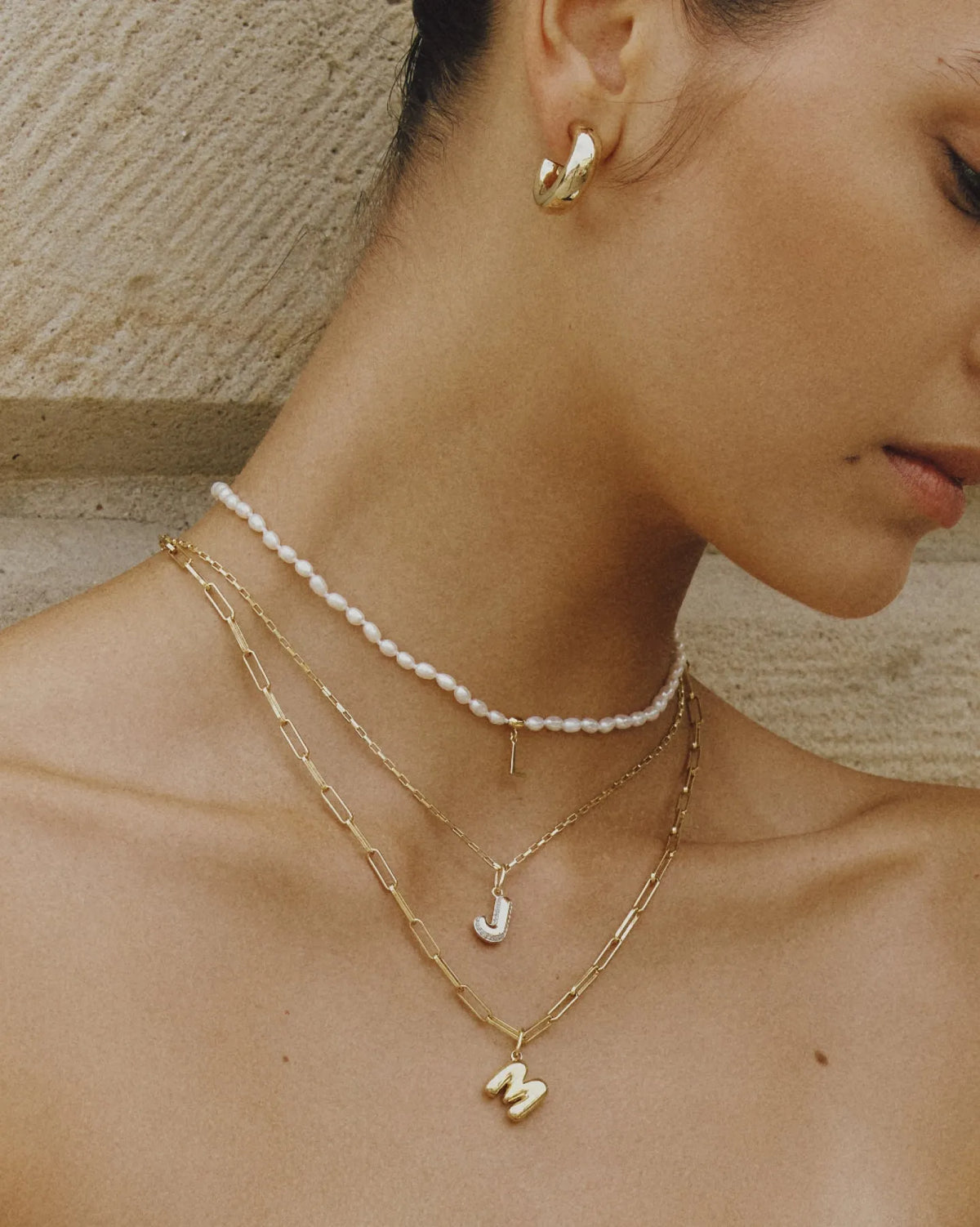 Bubble Letter Topaz Necklace Set