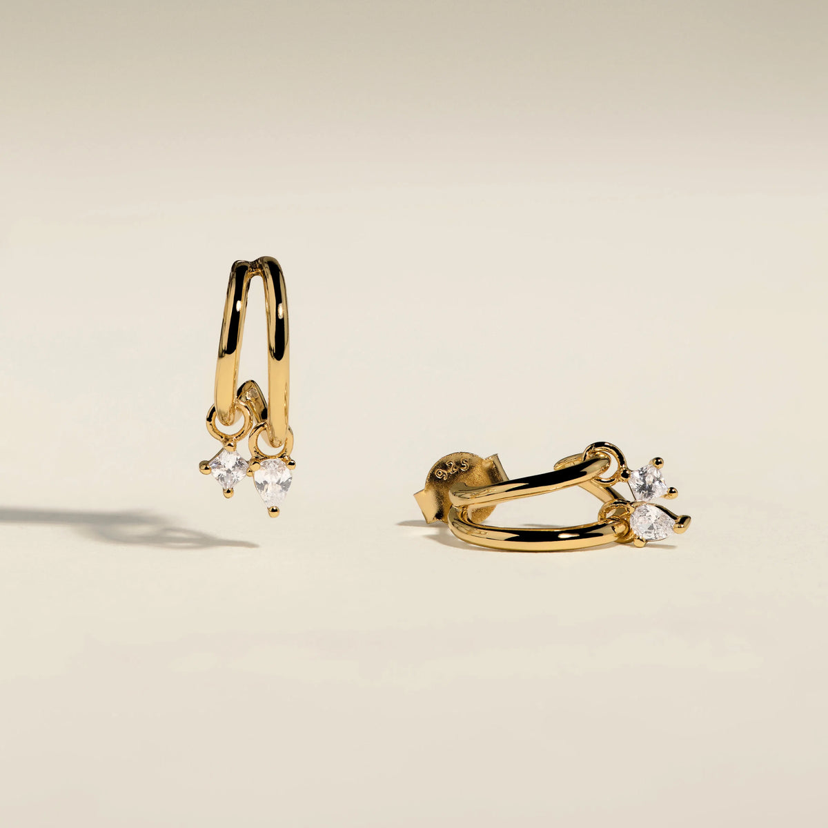 Celestial Crystal Huggies in Gold