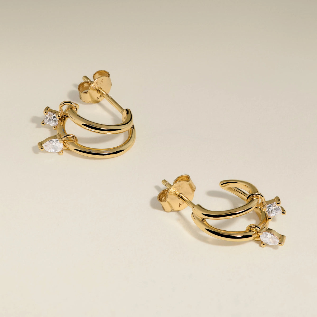 Celestial Crystal Huggies in Gold