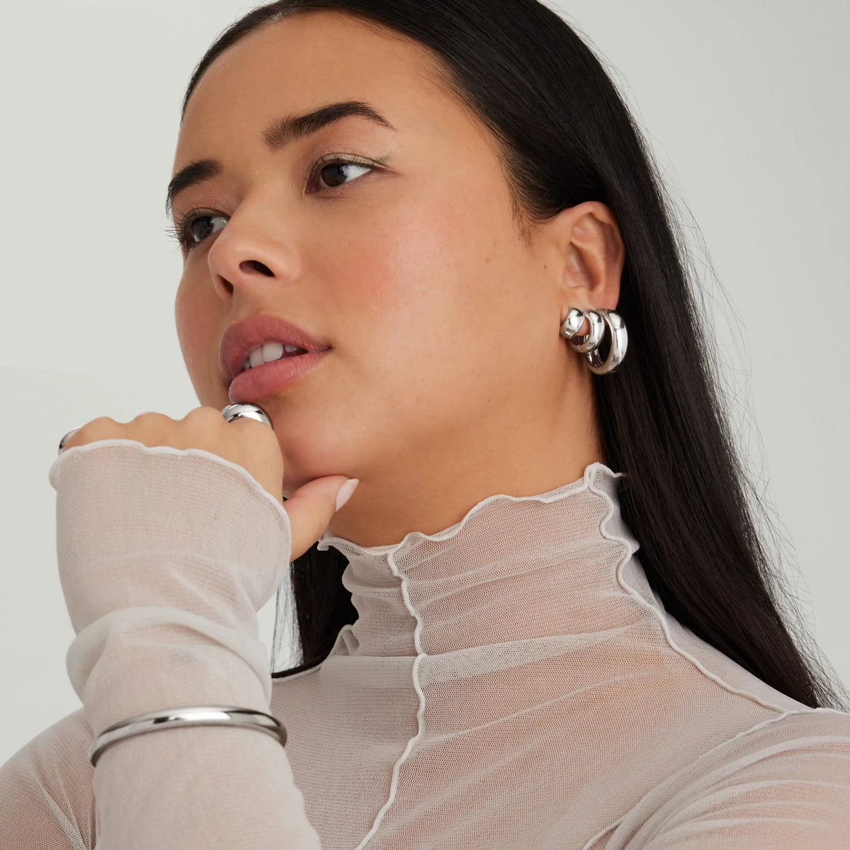 Chunky Huggie Hoop Earrings