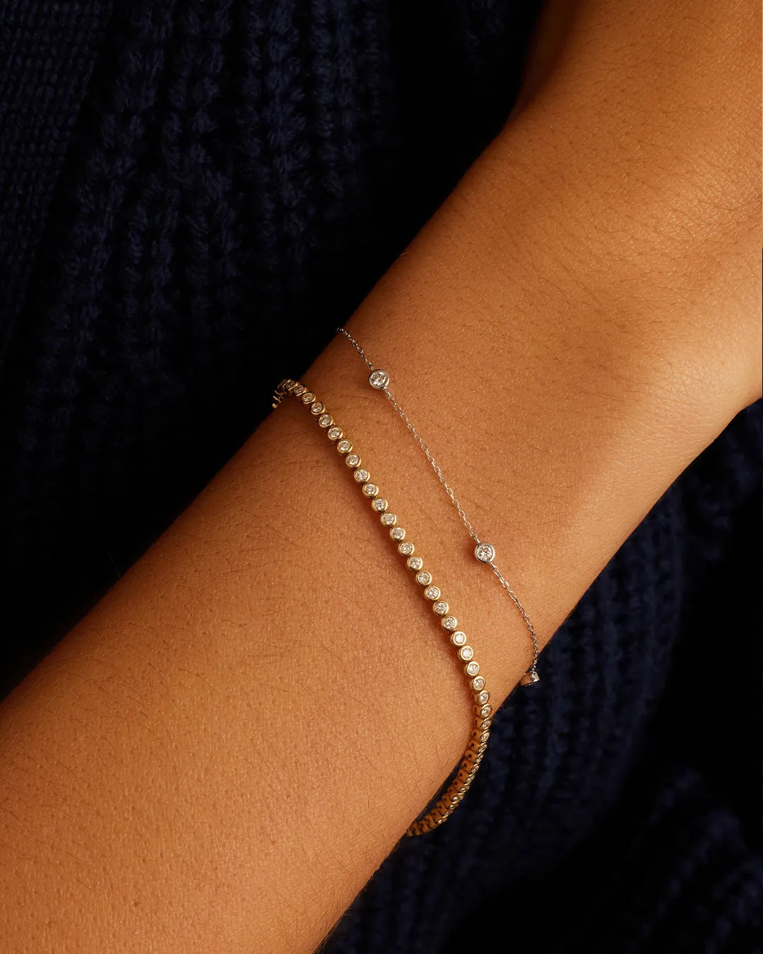 Classic Five Diamond Bracelet in 14K Gold