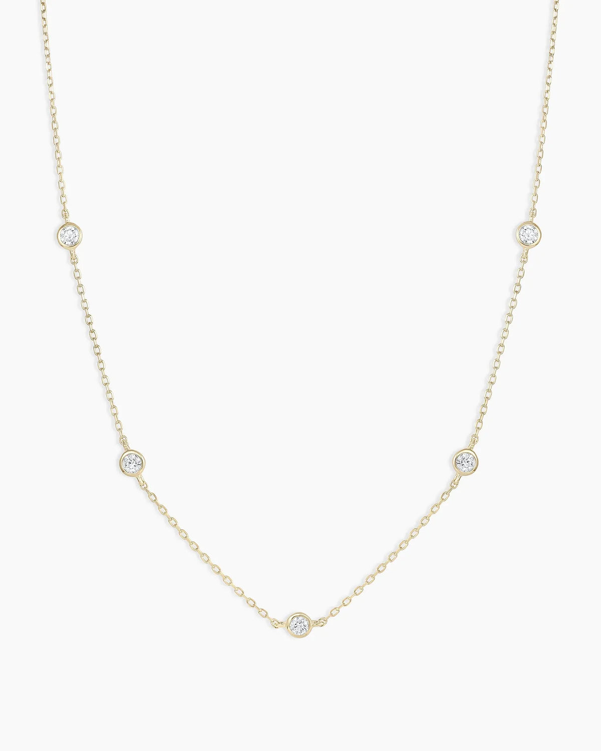 Classic Five Diamond Necklace in 14K Solid Gold