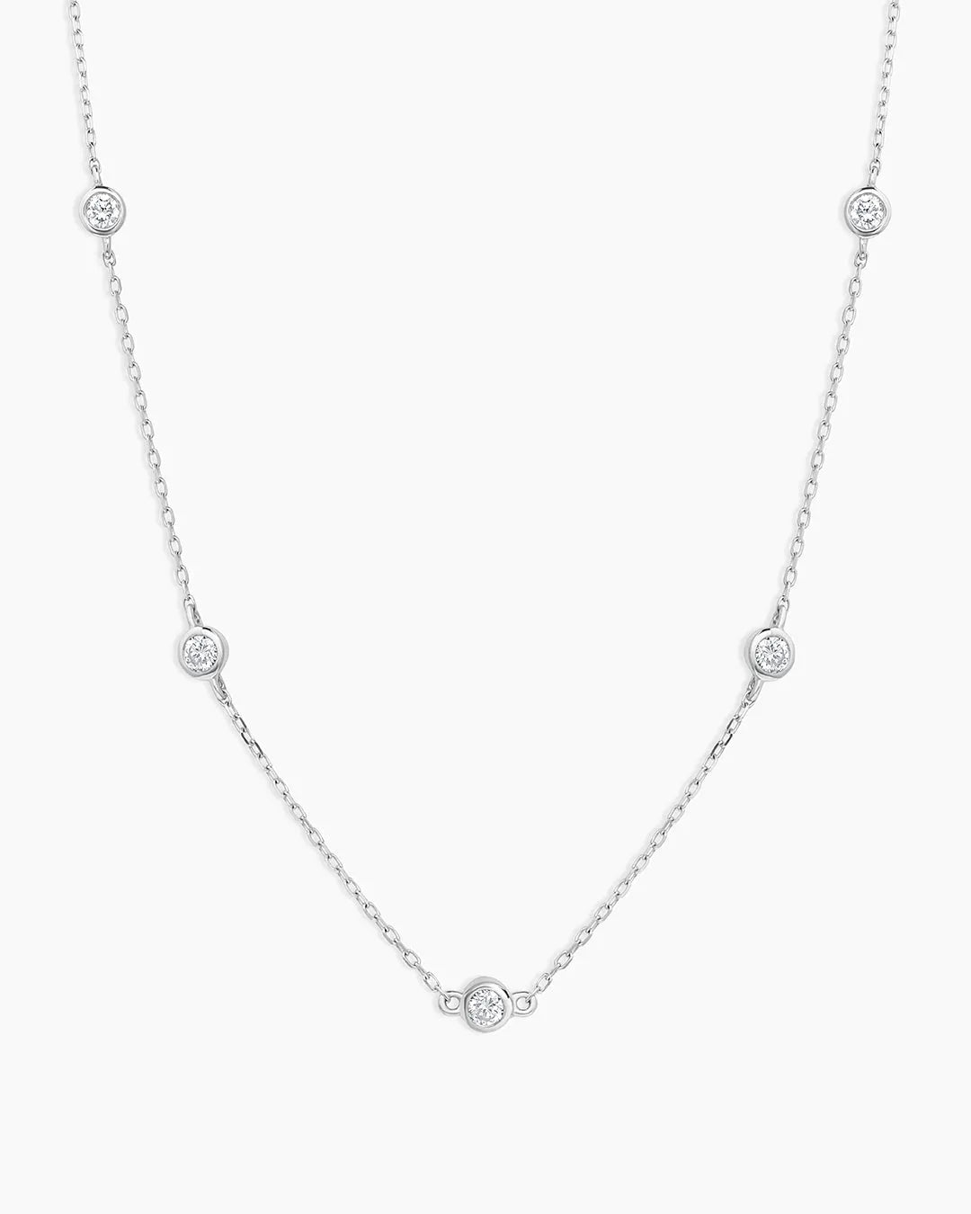 Classic Five Diamond Necklace in 14K Solid Gold