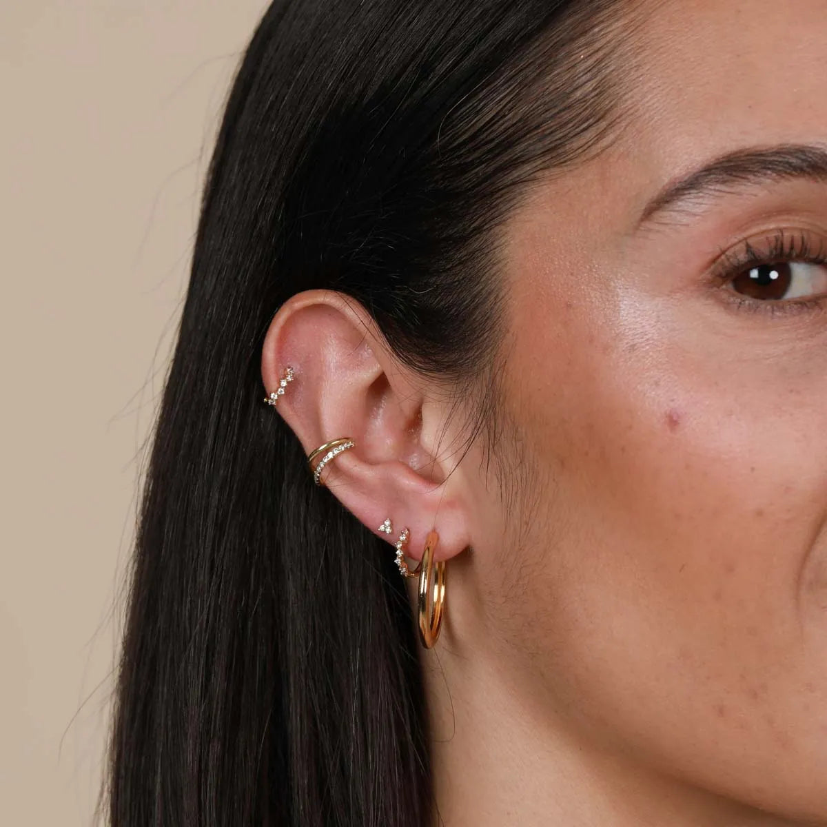 Cluster 0.26in Hoop in Gold