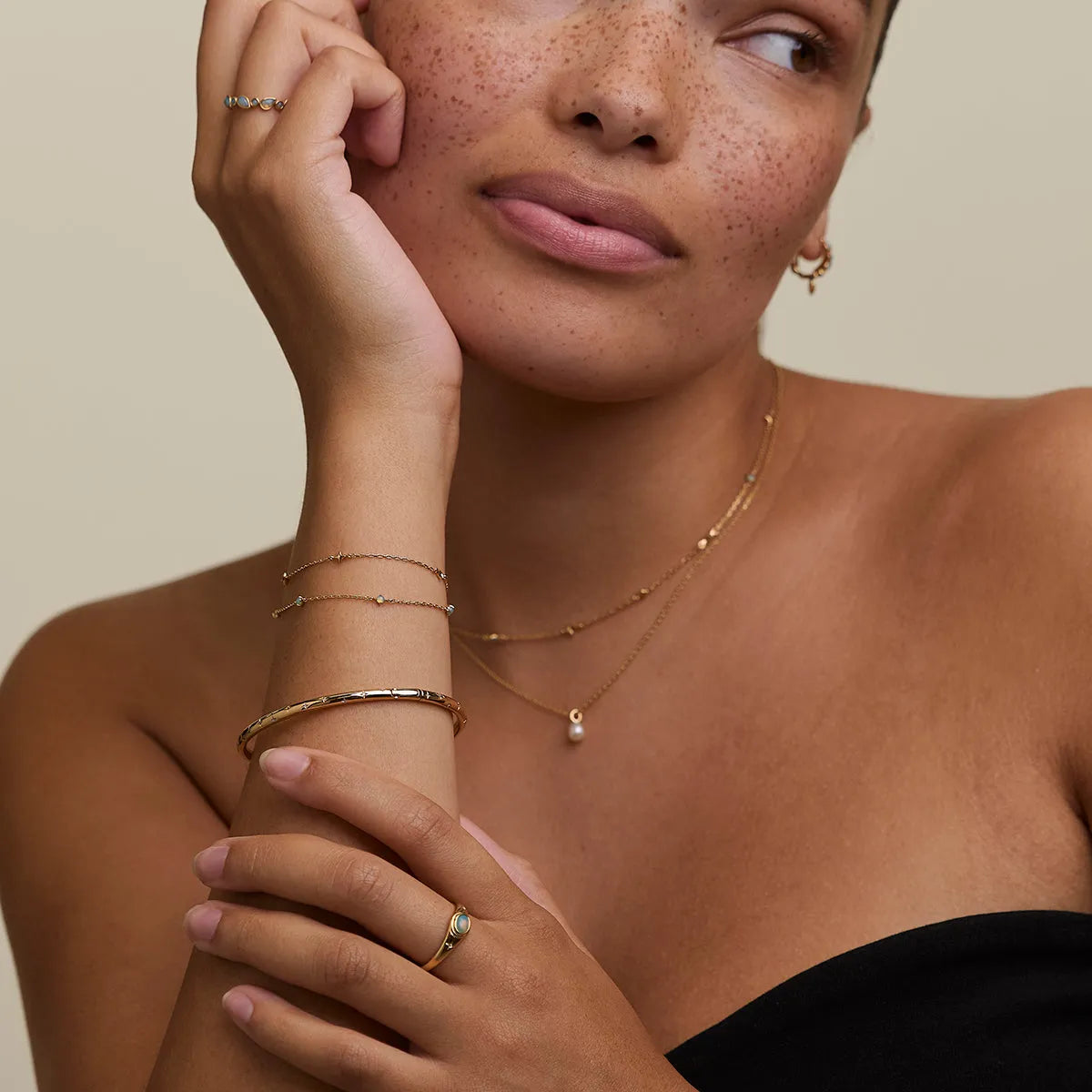 Cosmic Dome Bangle in 18K Gold Plated