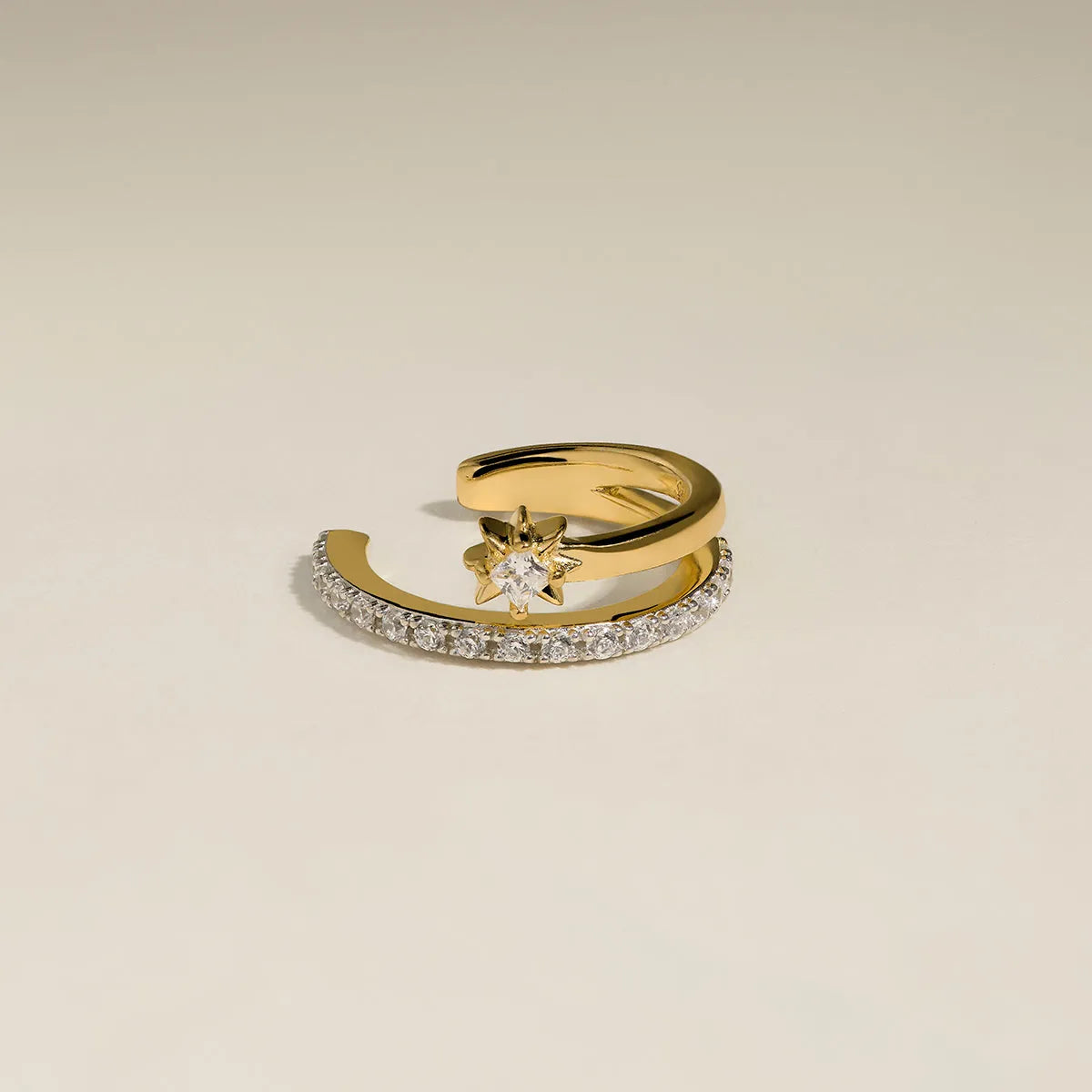 Cosmic Illusion Crystal Ear Cuff in Gold