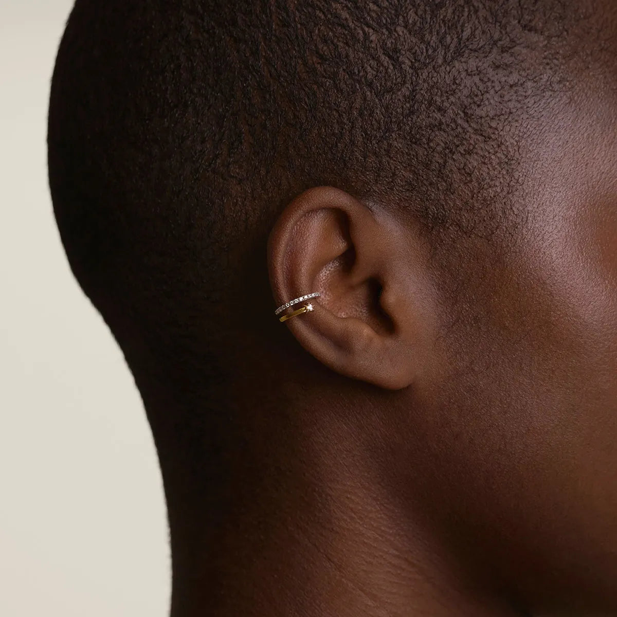 Cosmic Illusion Crystal Ear Cuff in Gold