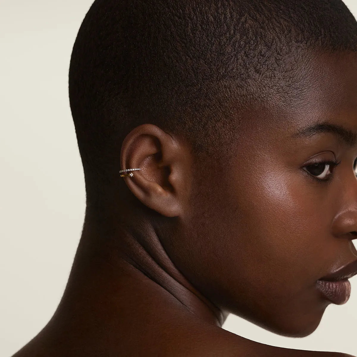 Cosmic Illusion Crystal Ear Cuff in Gold