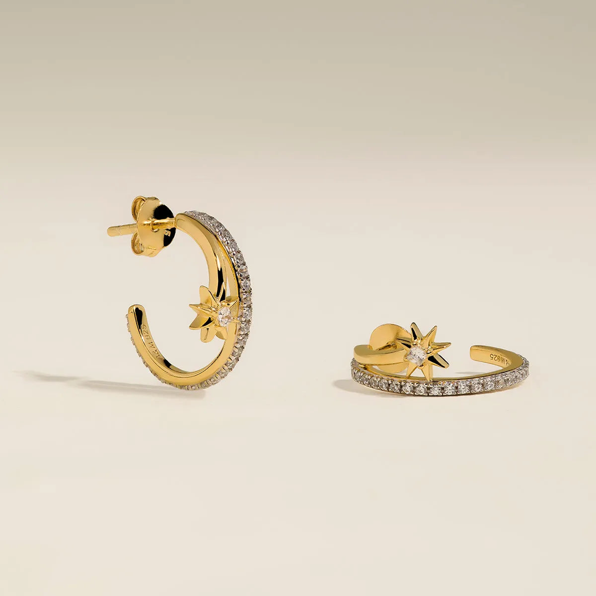 Cosmic Illusion Crystal Hoops in Gold