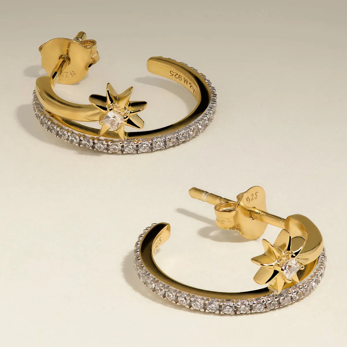 Cosmic Illusion Crystal Hoops in Gold